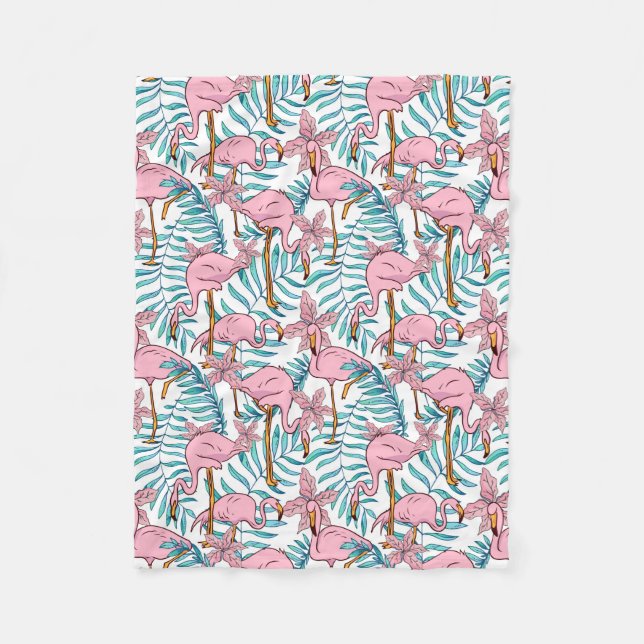 Boho Flamingo Fleece Blanket (Front)