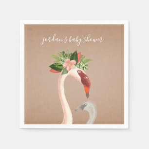Boho Flamingo Mama + Chick Baby Shower Napkins