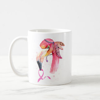 Boho Flamingo Pink Ribbon  Breast Cancer Coffee Mug