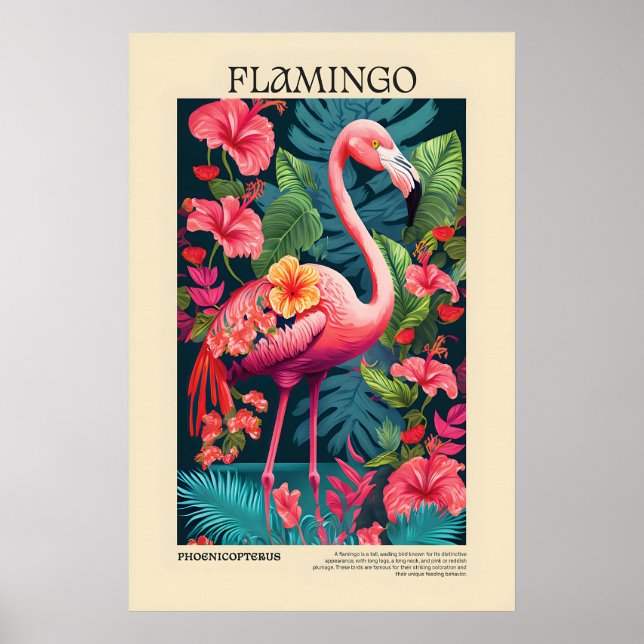 Boho Flamingo Print Tropical Bird Wall Art (Front)