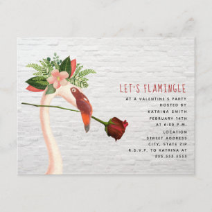 Boho Flamingo Rose Valentine's Party Invitation
