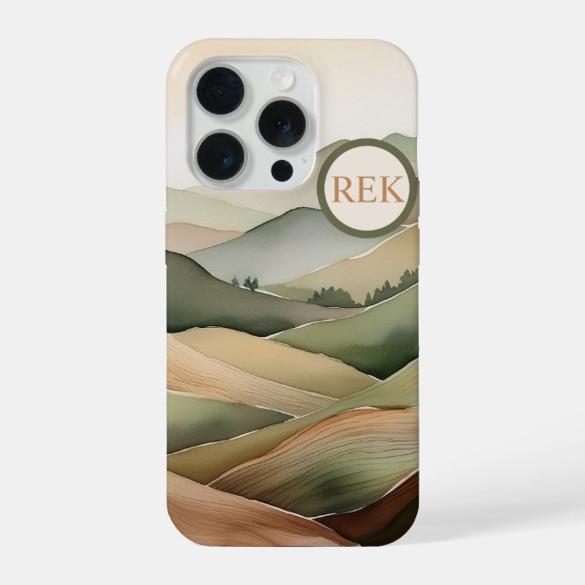 Boho Flat Landscape iPhone Case in Earthy Tone (Back)