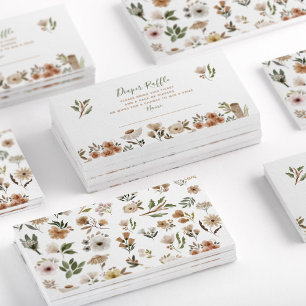 Boho Flora Baby Shower Diaper Raffle Business Card