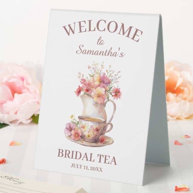 Boho Flora Terracotta Bridal Shower Tea Table Tent (In SItu (Wedding))