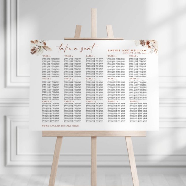 Boho  Floral 15 Tables Seating Chart Foam Board (Creator Uploaded)