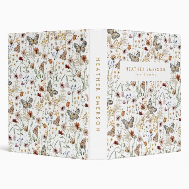 Boho Floral 3 Ring Binder (Background)