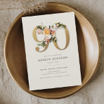 Boho Floral 90th Birthday Invitation<br><div class="desc">Boho Floral 90th Birthday Invitation. Embrace a boho vibe with this floral milestone birthday party invitation. Simple modern accents meet whimsical details, creating a stylish and unforgettable design for your celebration. The soft floral elements and clean, contemporary touches offer a perfect blend of elegance and charm. Ideal for marking life’s...</div>