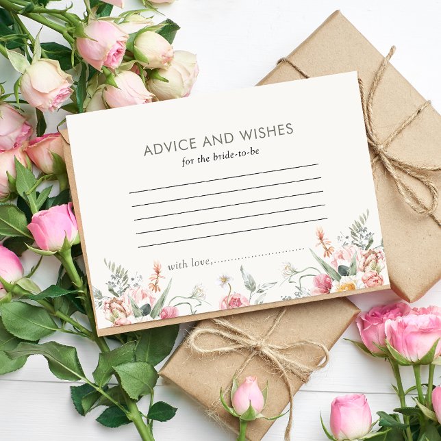 Boho Floral Advice and Wishes Bridal Shower Enclosure Card (Creator Uploaded)