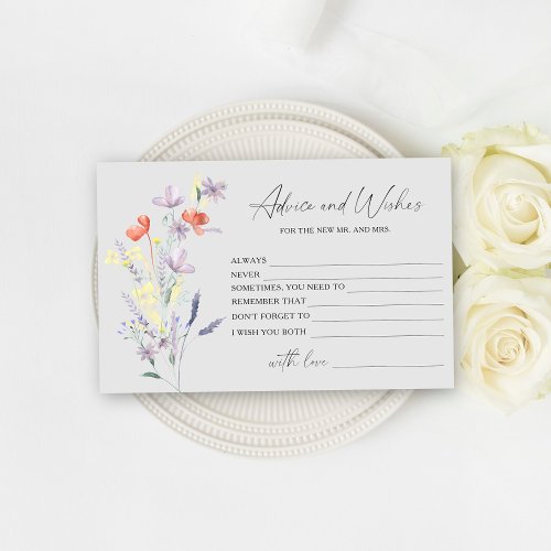 Boho Floral advice and wishes bridal shower Stationery