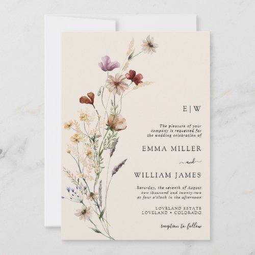 Boho Floral All_In_One Wedding Invitations