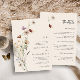 Boho Floral All-In-One Wedding Invitations