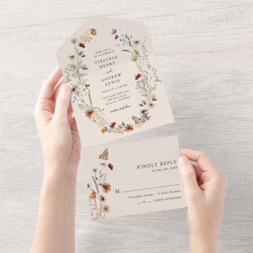 Boho Floral All in One Wedding Invite