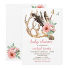 Boho Floral and Antler Baby Shower Invitation