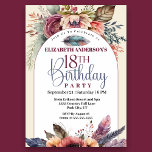 Boho Floral and Feather 18th Birthday Invitation<br><div class="desc">Boho Floral and Feather 18th Birthday Invitation For Women.  Easy To Change The Sample Text To Your Own By Clicking Personalize.  Click Personalize/Edit With Design Tool To Change The Font Type,  Font Color,  Font Size,  Or To Add/Delete/Change The Text Or Design Elements.</div>