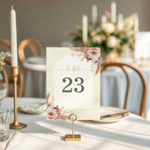 Boho Floral Arch Blush Pink Table Card