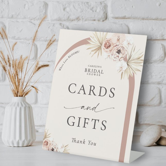 Boho Floral Arch Bridal Shower Cards and Gifts Pedestal Sign (Creator Uploaded)