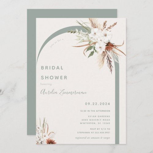 Boho Floral Arch Bridal Shower Invitation