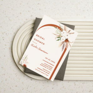 Boho Floral Arch Bridal Shower Invitation