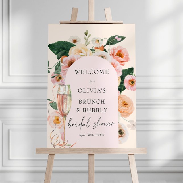 Boho Floral Arch Brunch & Bubbly Bridal Shower Foam Board (Creator Uploaded)