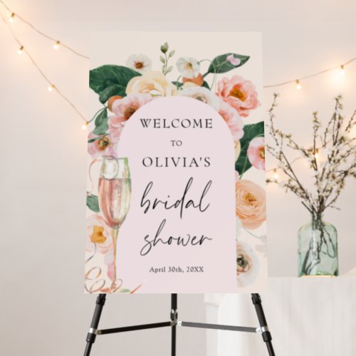 Boho Floral Arch Champagne Bridal Shower Welcome Foam Board