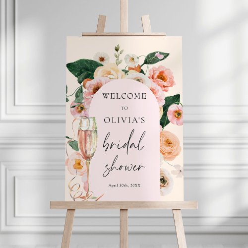 Boho Floral Arch Champagne Bridal Shower Welcome Foam Board