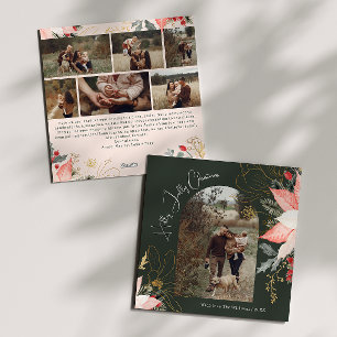 Boho Floral Arch Holly Jolly Christmas Seven Photo Holiday Card
