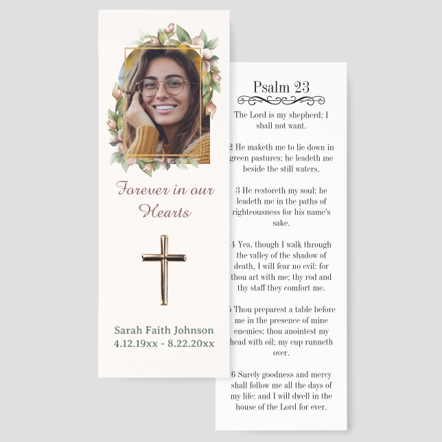 Boho Floral Arch Photo Memorial Bookmarks (Front & Back)