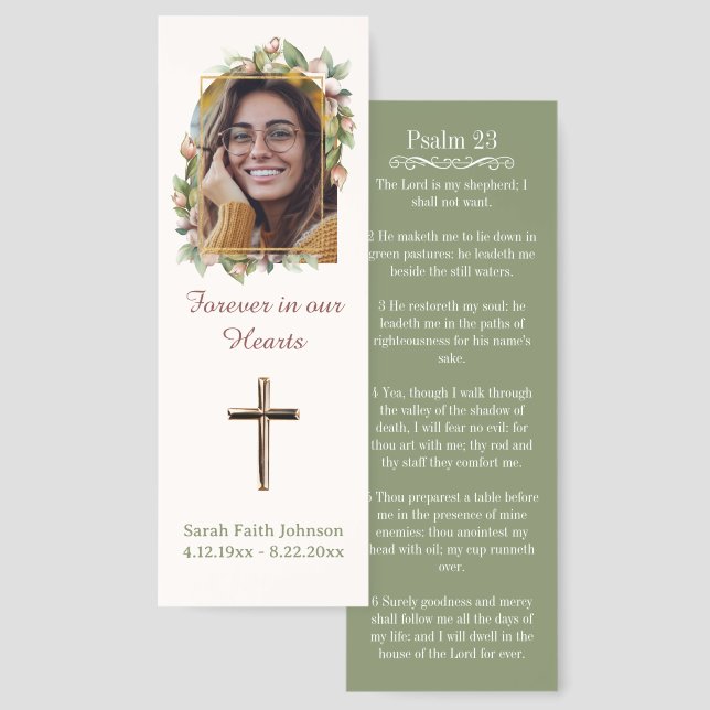 Boho Floral Arch Photo Memorial Bookmarks (Front & Back)