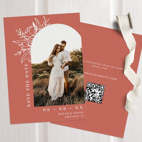 Boho Floral Arch Photo Terracotta Wedding Save The Date