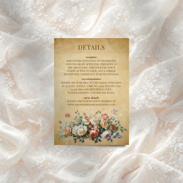 Boho Floral Arrangement Old Paper Enclosure Card (Creator Uploaded)