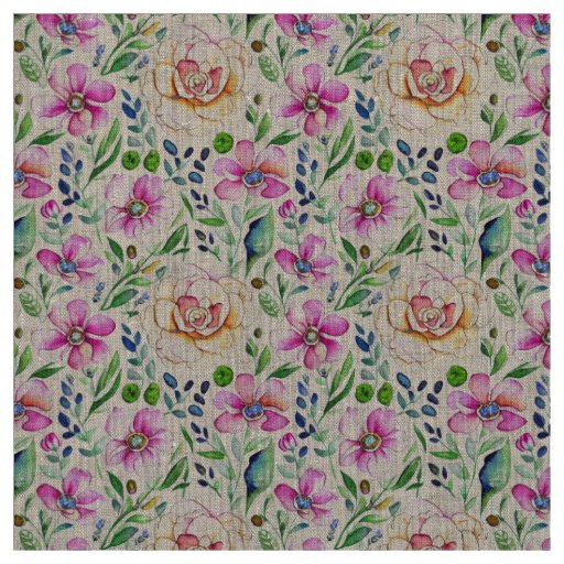 Boho Floral Art Nouveau Vintage Elegance Fabric