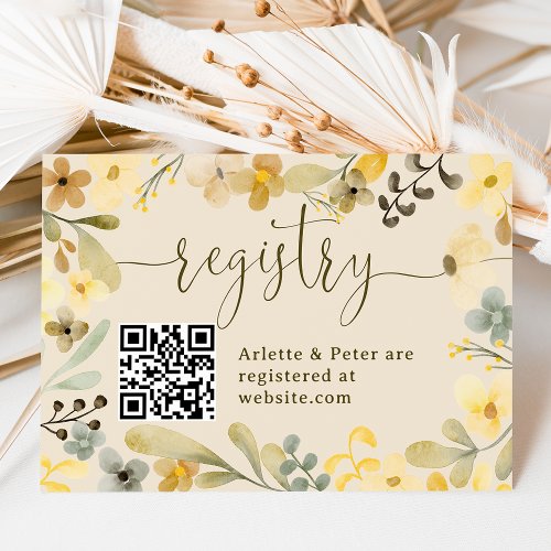 Boho floral autumn chic registry bridal shower enclosure card