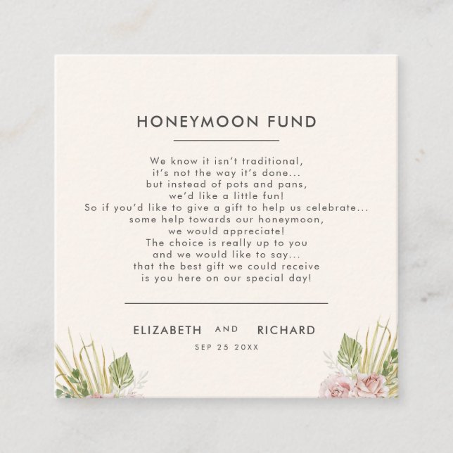 Boho Floral Autumn Fall Wedding Enclosure Card (Front)