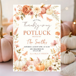 Boho Floral Autumn Thanksgiving Potluck Invite