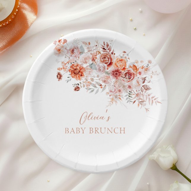 Boho Floral Baby Brunch Paper Plates (Creator Uploaded)
