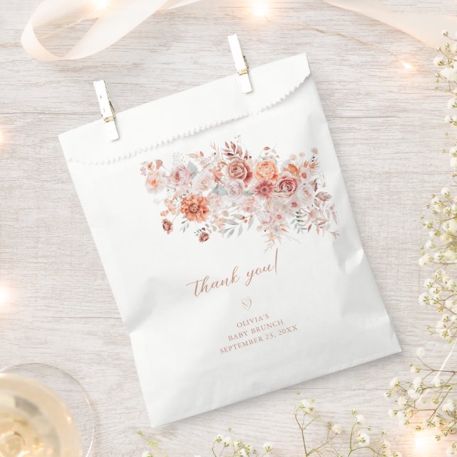 Boho Floral Baby Brunch Thank You Favor Bag (Clipped)