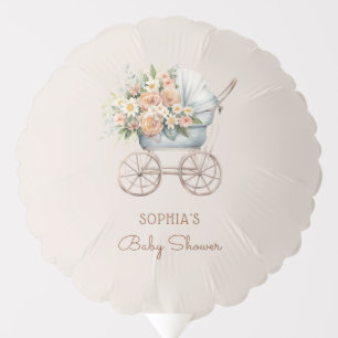 Boho Floral Baby Carriage Baby Shower Balloon