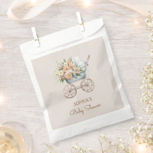 Boho Floral Baby Carriage Baby Shower Favor Bag