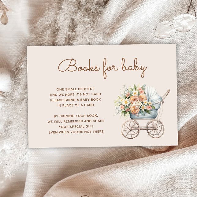Boho Floral Baby Carriage Books for baby Enclosure Card (Creator Uploaded)