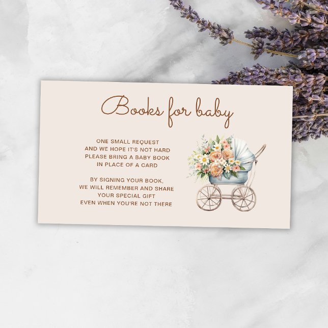 Boho Floral Baby Carriage Books for baby Enclosure Card (Creator Uploaded)