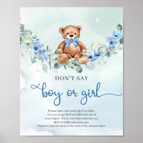 Boho floral baby elephant Dont Say BOY or GIRL Poster