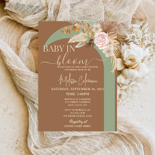 Boho Floral Baby In Bloom Baby Shower Invitation
