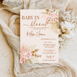 Boho Floral Baby In Bloom Baby Shower Invitation