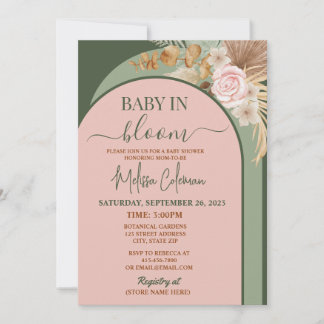 Boho Floral Baby In Bloom Baby Shower  Invitation