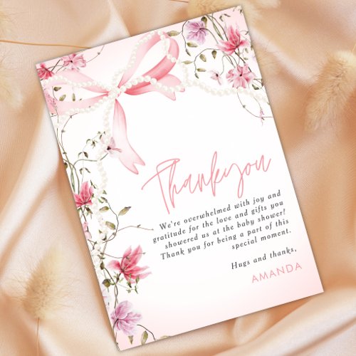 Boho Floral Baby in bloom Thank you Invitation
