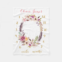 Boho Floral Baby Milestone Monthly Baby Blanket