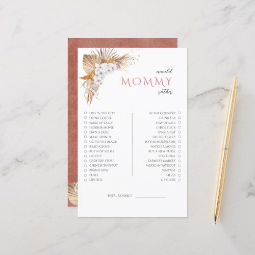 Boho Floral Baby Shower Game Would Mommy Rather