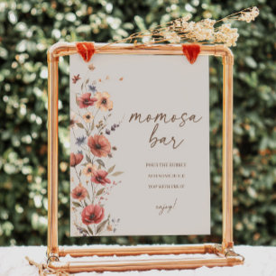 Boho Floral Baby Shower Momosa Bar Sign Poster