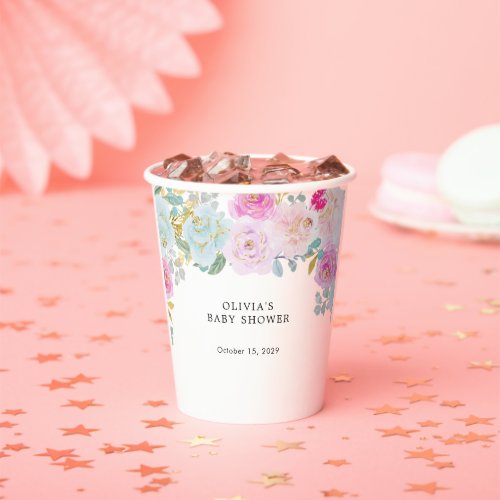 Boho Floral Baby Shower Paper Cup 