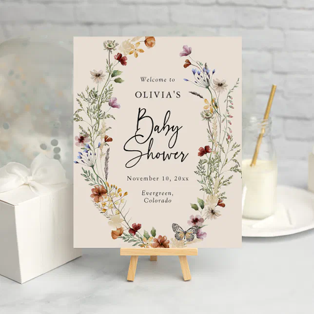 Boho Floral Baby Shower Poster Zazzle